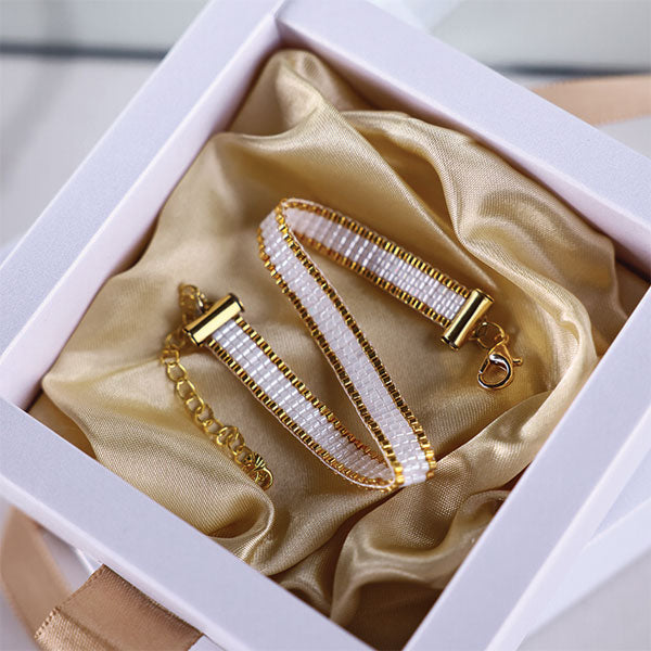 pearl glow handmade miyuki bead bracelet 24k gold plated