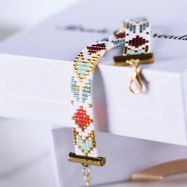 handmade miyuki bead bracelet floral geometric design