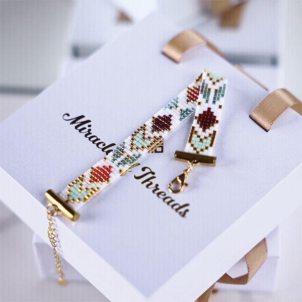 handmade miyuki bead bracelet floral geometric design