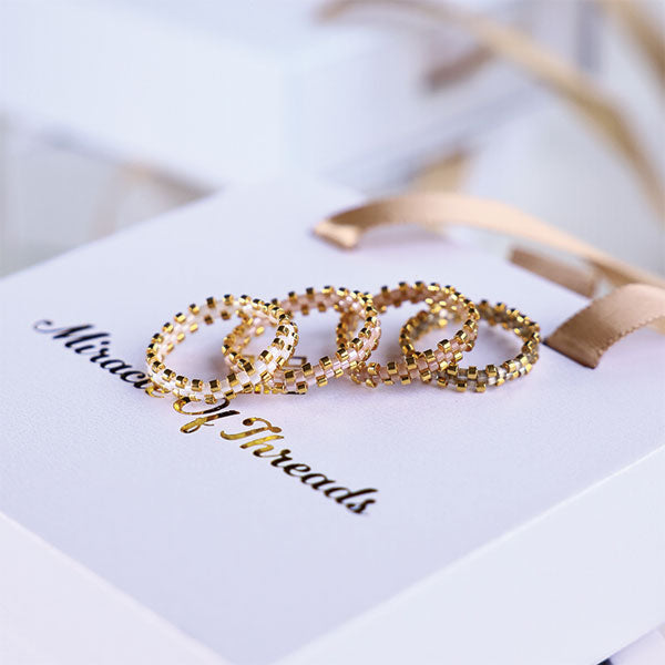 golden whisper handmade miyuki bead ring 24k gold plated