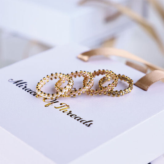 golden whisper handmade miyuki bead ring 24k gold plated