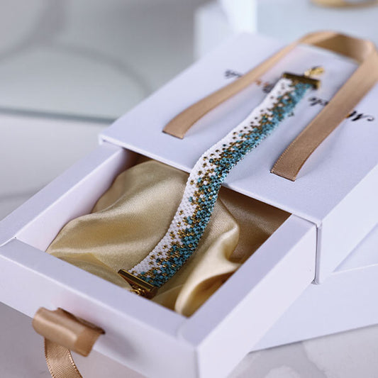 turquoise tide handmade miyuki bead bracelet 24k gold plated