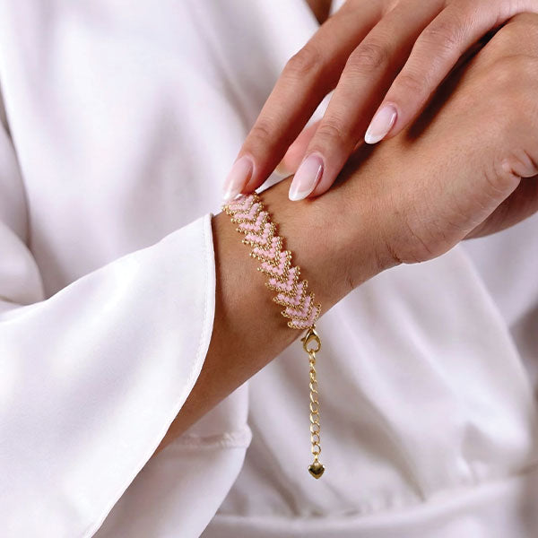 blush fern handmade miyuki bead bracelet 24k gold plated