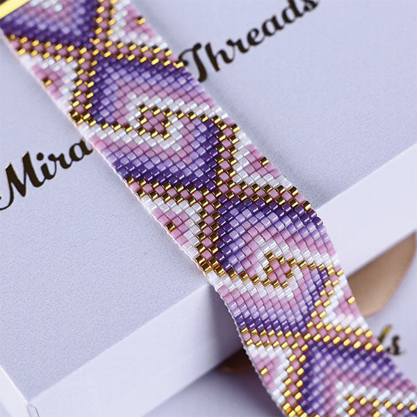 Lavender Geometric Pattern Handmade Miyuki Bead Bracelet