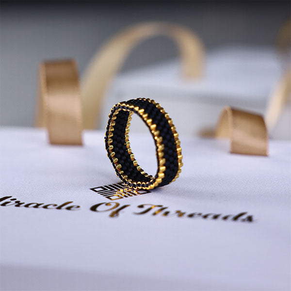 midnight gold handmade miyuki bead jewelry set 24k gold plated