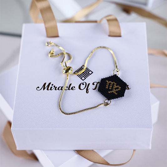 midnight gold zodiac handmade miyuki bead bracelet 24k gold plated